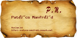 Patócs Manfréd névjegykártya